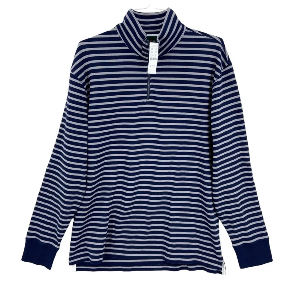 Jcrew half zip rugby shirt in stripe blue mens size small